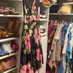 ModCloth retro style v neck fit and flare floral dress